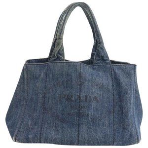Prada Dark Rinse Canapa Way Style Satchel Tote Or Cross Body Shoulder Bag